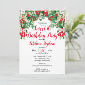 Invitation Baies rouges | Floral Sweet Rose 16 fête d'anniver (Debout devant)