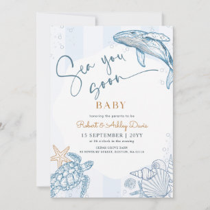 Invitation Baignade Baleine Mer Vous Bientôt Baby Shower