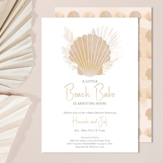Invitation Baignade bohème Baby Shower Coquillage pour Bébé d