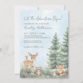 Invitation Baignade d'animaux de forêt à l'aquarelle pour béb (Devant)