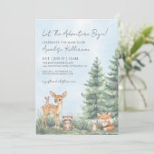 Invitation Baignade d'animaux de forêt à l'aquarelle pour béb (Debout devant)
