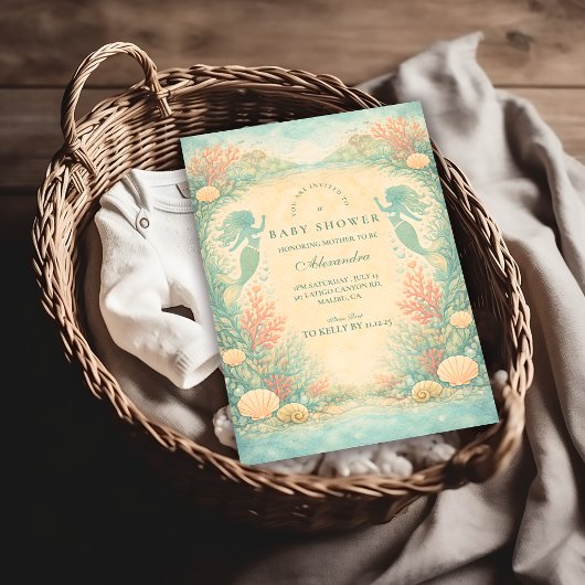 Invitation Baignade de sirène enchantée pour bébé