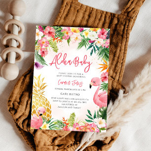Invitation Baignade Tropicale Aloha Hibiscus Ananas Baby Show