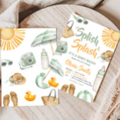 Invitation Baignade verte éclaboussure Baby Shower
