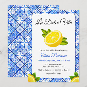 Invitation Baigne de carreaux bleus Italian La Dolce Vita Sho