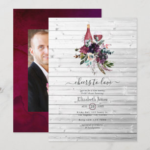Invitation Baigne de charme Bohème Fête de mariage en rouge p