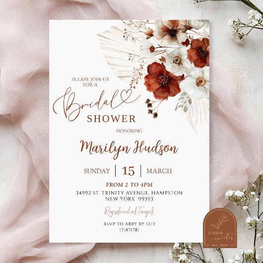 Invitation Baigne de mariage Bohème Terracotta