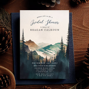 Invitation Baigne de Montagnes à l'Aquarelle Fête de Fiançail