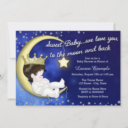 Invitation Baignée Bébé Lune et Retour (Devant)