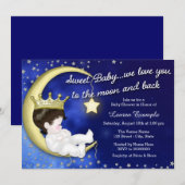 Invitation Baignée Bébé Lune et Retour (Devant / Derrière)
