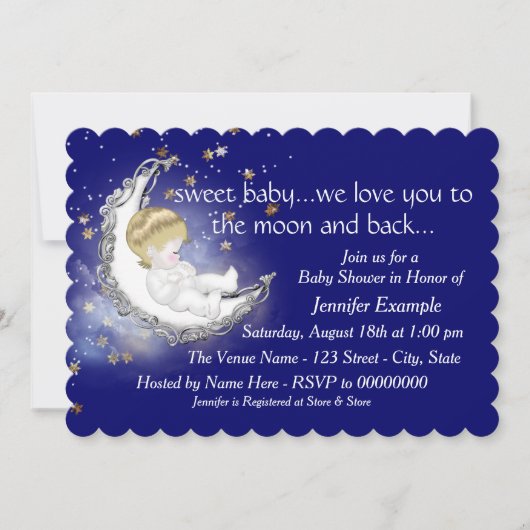 Invitation Baignée Bébé Lune et Retour (Devant)
