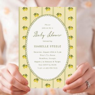 Invitation Baignée de bébé avec motif classique de rayures de