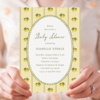 Invitation Baignée de bébé avec motif classique de rayures de