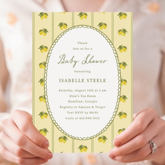 Invitation Baignée de bébé avec motif classique de rayures de