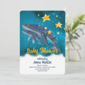 Invitation Baignée de bébé Baleine de conte (Debout devant)