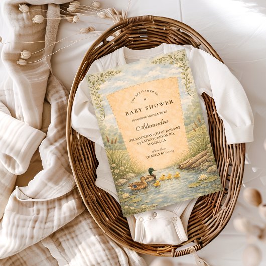 Invitation Baignée de bébé canard vintage