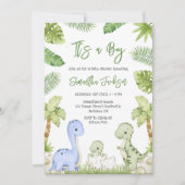 Invitation Baignée de bébé C'est un garçon Dinosaure (Devant)