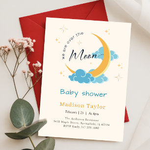 Invitation Baignée de bébé Ciel Lunaire et Étoiles