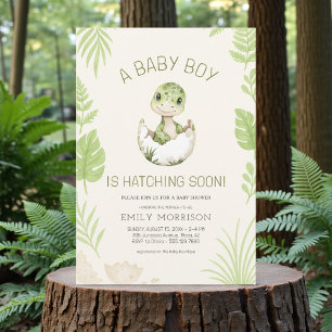 Invitation Baignée de bébé garçon Dinosaure sur le point d'éc