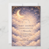 Invitation Baignée de bébé Lune Étoiles Célestes Neutre (Devant)