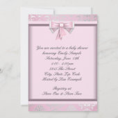 Invitation Baignée de bébé princesse élégante argent rose noi (Dos)