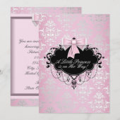 Invitation Baignée de bébé princesse élégante argent rose noi (Devant / Derrière)