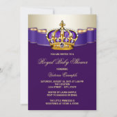 Invitation Baignée de bébé Princesse Or Violet Royal (Devant)