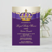 Invitation Baignée de bébé Princesse Or Violet Royal (Debout devant)