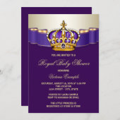 Invitation Baignée de bébé Princesse Or Violet Royal (Devant / Derrière)
