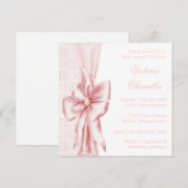 Invitation Baignée élégante de bébé fille rose damassé (Devant / Derrière)