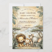 Invitation Baigneuse de bébé Animaux de Safari Boho (Devant)