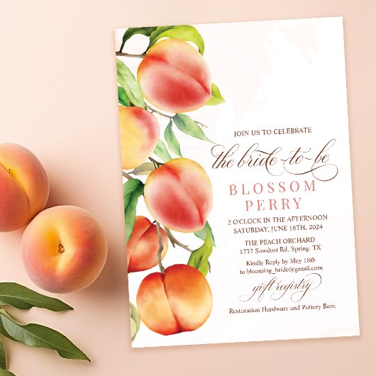 Invitation Baigneuse de mariage aquarelle pêche