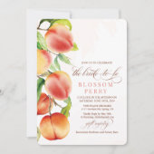 Invitation Baigneuse de mariage aquarelle pêche (Devant)