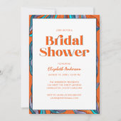 Invitation Baigneuse de mariage bohème rétro orange typograph (Devant)
