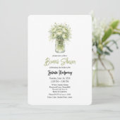 Invitation Baigneuse de mariage dans un pot Mason vert sauge (Debout devant)
