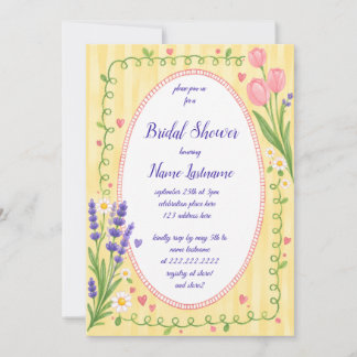 Invitation Baigneuse de mariage fantaisiste jaune rose 