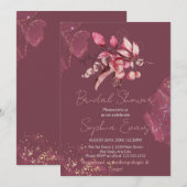 Invitation Baigneuse Rouge Fleurs & Verdure Bordeaux Enterrem (Devant / Derrière)