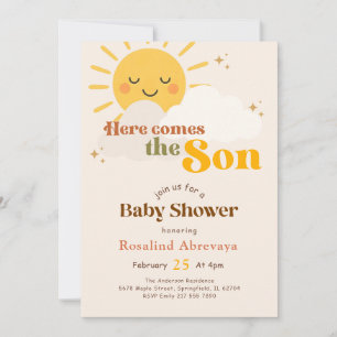 Invitation Baignez dans le soleil Bébé arrive Shower Rétro