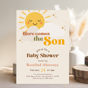 Invitation Baignez dans le soleil Bébé arrive Shower Rétro