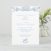 Invitation Baignoire Bébé Fille Vintage Bleu (Debout devant)