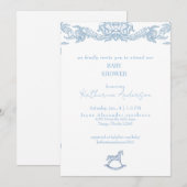 Invitation Baignoire Bébé Fille Vintage Bleu (Devant / Derrière)