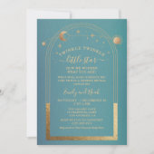 Invitation Baignoire Bébé Lune Soleil Étoiles Dorées Mystique (Devant)