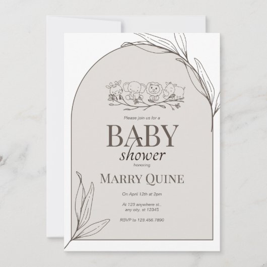 Invitation Baignoire de bébé à la typographie chic (Devant)