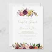 Invitation Baignoire de couple tropical boho plume sauvage or (Devant)