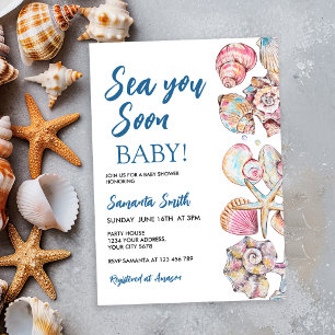 Invitation Baignoire en coquillages Baby Shower
