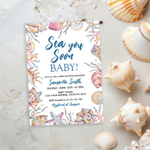 Invitation Baignoire en coquillages Baby Shower
