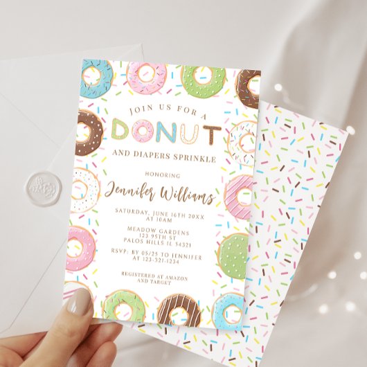 Invitation Baigre Donuts Et Diapeurs Bébé Sprinkle Douche