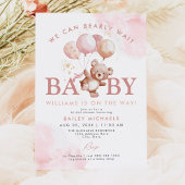 Invitation BAILEY Pink Bearly Wait Teddy Bear Baby shower