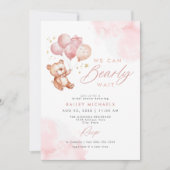Invitation BAILEY Pink Bearly Wait Teddy Bear Baby shower (Devant)