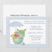 Invitation Bain à canard bleu Baby shower (Devant / Derrière)